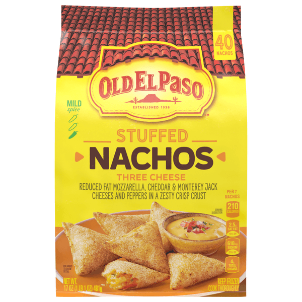 Old El Paso Nachos, Three Cheese, Stuffed, Mild Spice