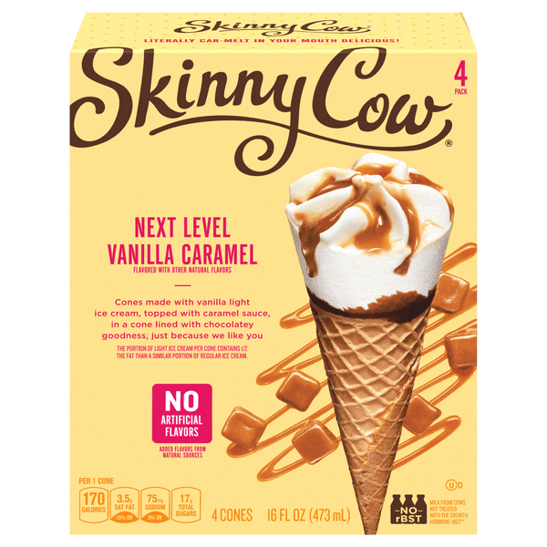 Skinny Cow Ice Cream Cones Low Fat Vanilla Caramel