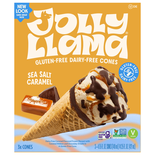 Jolly Llama Dairy-Free Gluten-Free Cones Sea Salt Caramel