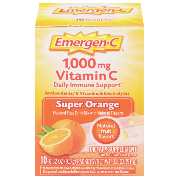 Emergen-C Super Orange Dietary Supplement Fizzy Drink Mix With Vitamin C