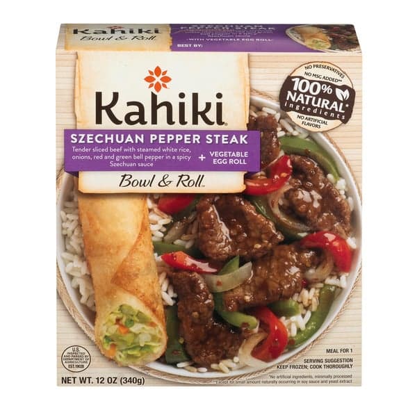Kahiki Bowl & Roll Szechuan Pepper Steak + Vegetable Egg Roll