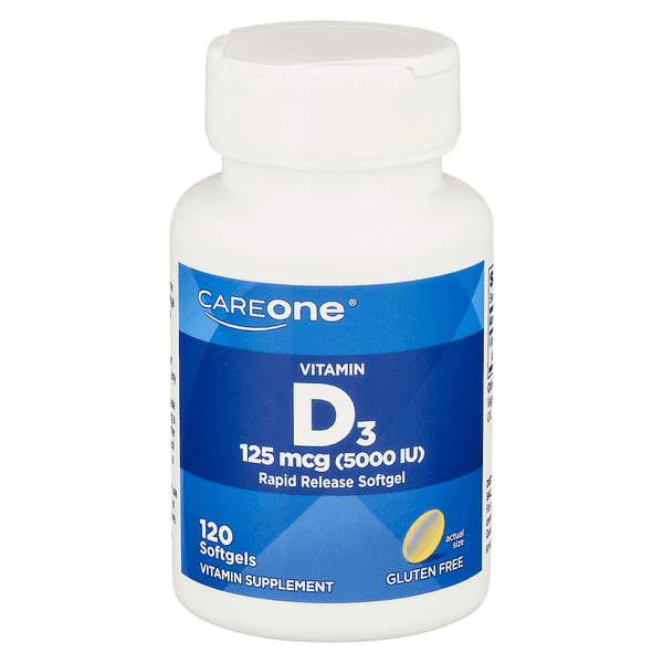 Careone Vitamin D3 125 Mcg 5000 Iu Rapid Release Softgels Gluten Free
