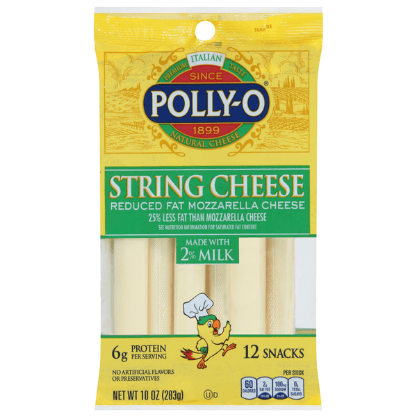 Polly-O Mozzarella Reduced Fat String Cheese 2% Milk