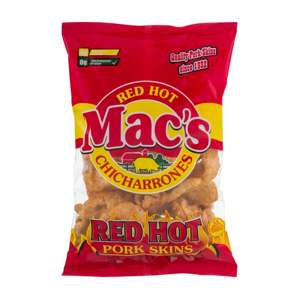 Mac'S Red Hot Chicharrones Red Hot Pork Skins