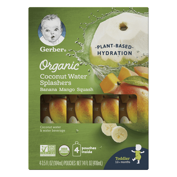 Gerber Toddler Coconut Water Splashers Banana Mango Squash Organic