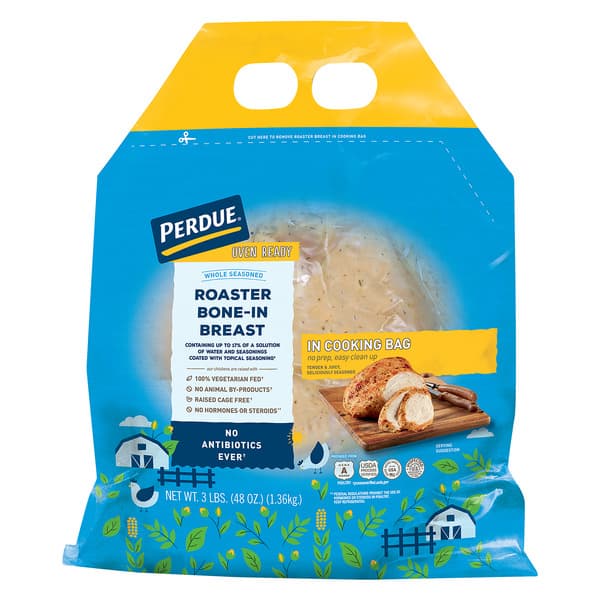 Perdue Oven Ready Chicken Breast Whole Seasoned Bone-In Roaster Fresh
