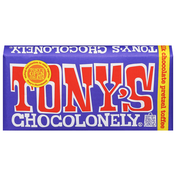 Tony's Chocolonely 42% Dark Milk Chocolate Pretzel Toffee Bar