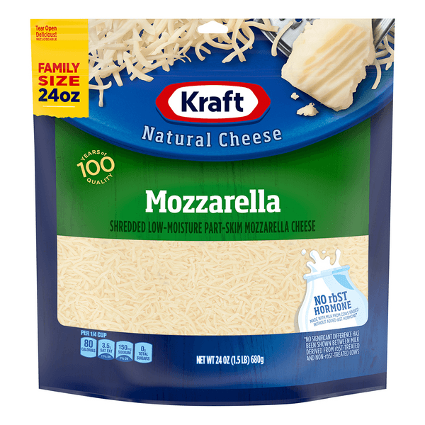 Kraft Mozzarella Cheese Low-Moisture Part-Skim Shredded Natural