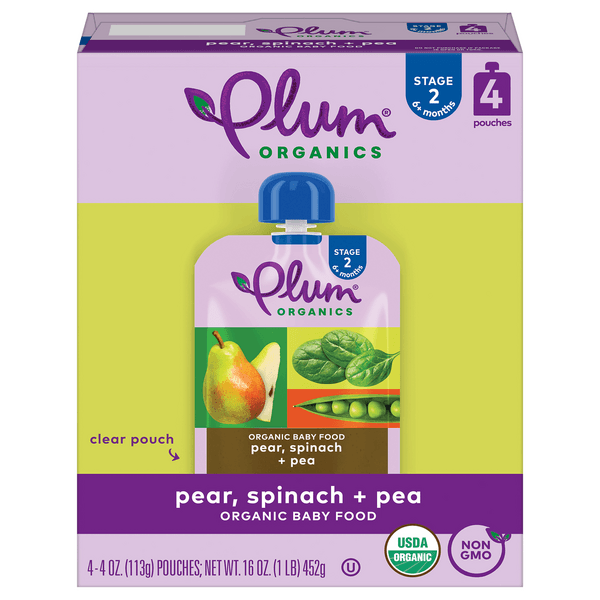 Plum Organics Stage 2 Baby Food Pear Spinach & Pea