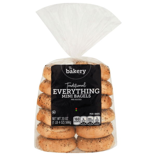 Stop & Shop The Bakery Traditional Mini Everything Pre-Sliced Bagels