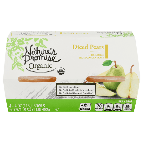 Nature'S Promise Organic Fruit Cups Pears Diced