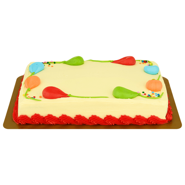 Stop & Shop Bakery Gold Balloon Cake With Teal Border 1/4 Sheet