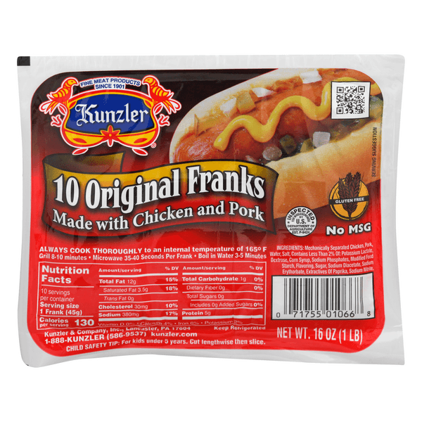 Kunzler Original Chicken & Pork Franks