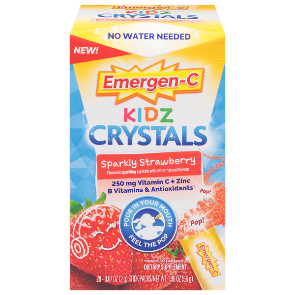 Emergen-C Kids Crystals Vitamin C + Zinc Supplement Sparkly Strawberry