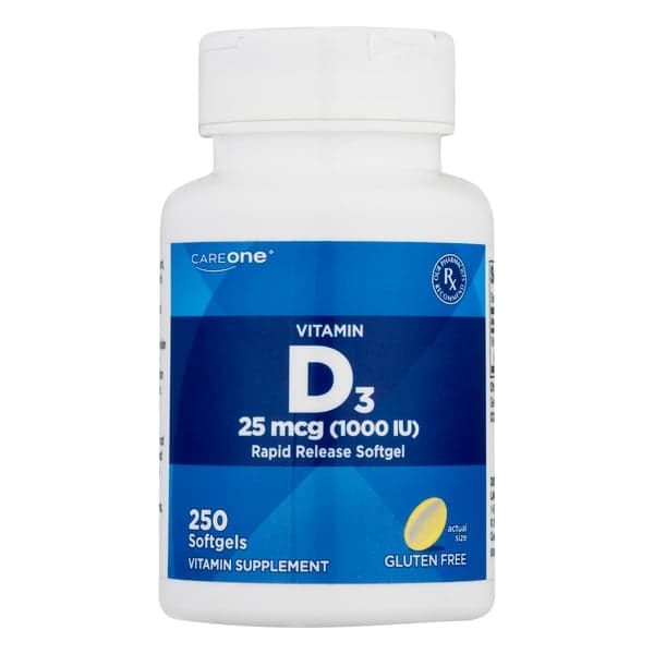 Careone Vitamin D3 25 Mcg (1000 Iu) Softgels Gluten Free