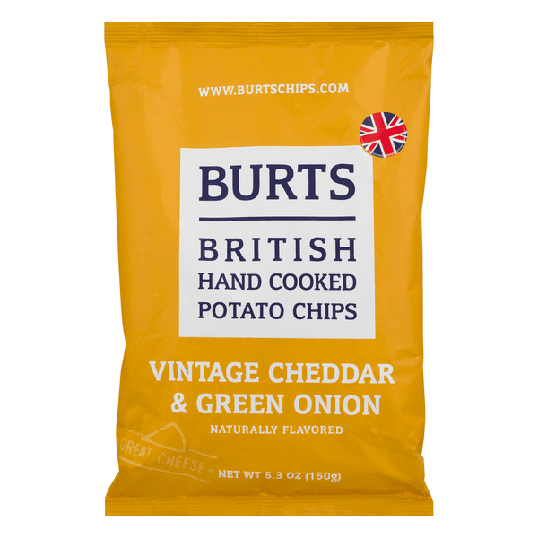 Burts British Hand Cooked Potato Chips Vintage Cheddar & Green Onion