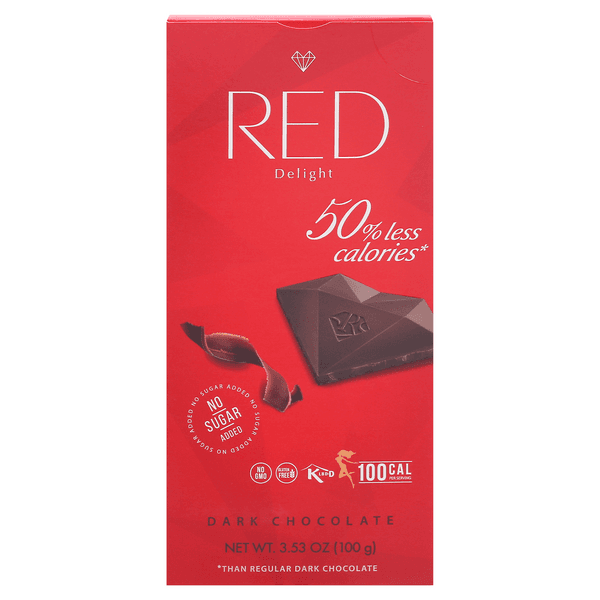 Red Delight Dark Chocolate 50% Less Calories No Sugar Added