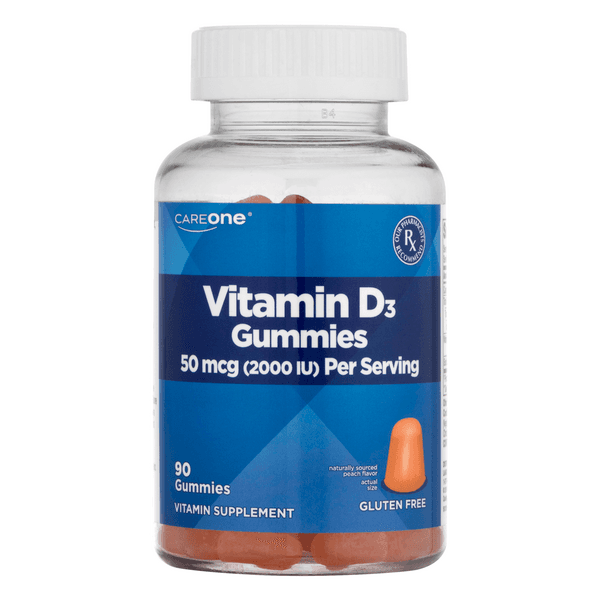 Careone Vitamin D3 50 Mcg (2000 Iu) Gummies Peach Flavor Gluten Free