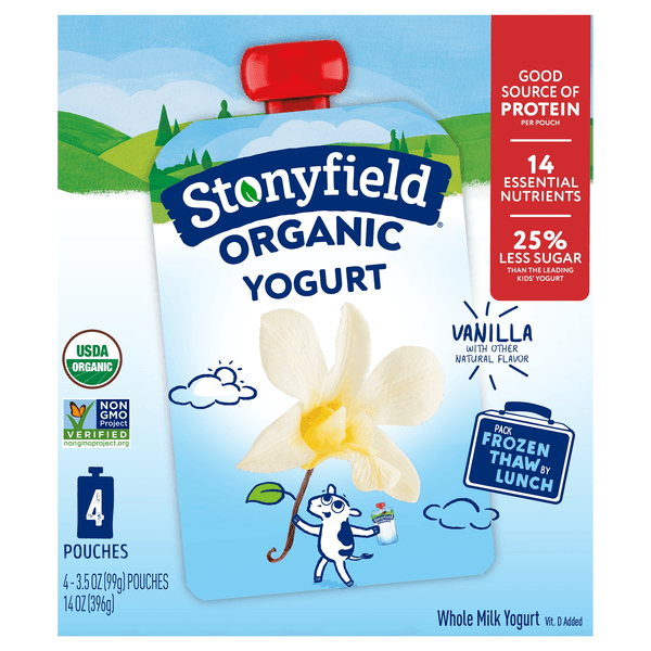 Stonyfield Organic Whole Milk Vanilla Yogurt Pouches