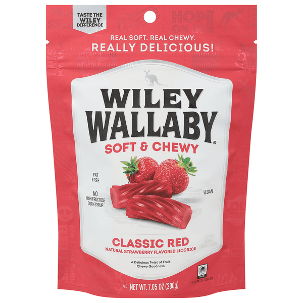 Wiley Wallaby Soft & Chewy Liquorice Candy Original Red Strawberry