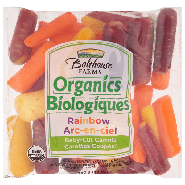 Organic Rainbow Peeled Baby Carrots