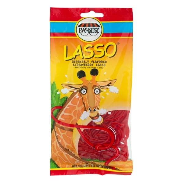 Paskesz Lasso Red Laces Licorice Candy Strawberry