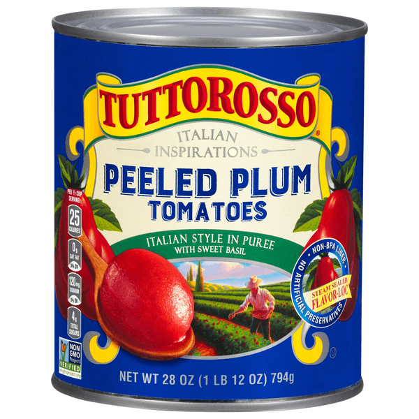 Tuttorosso Tomatoes Peeled Plum Italian Style In Puree With Sweet Basil