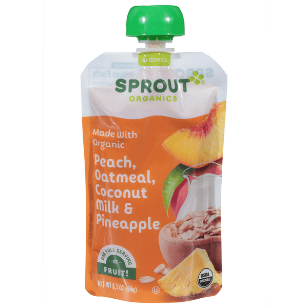 Sprout Organics Stage 1 Baby Food Peach Oatmeal Coconut Milk & Pineapple