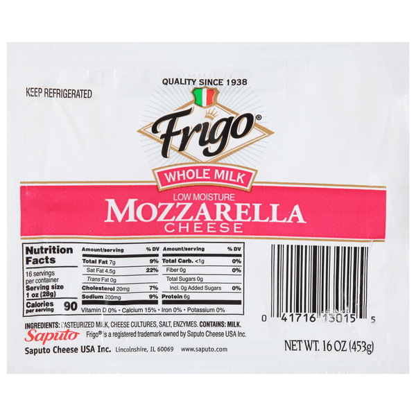 Frigo Whole Milk Low Moisture Mozzarella Cheese