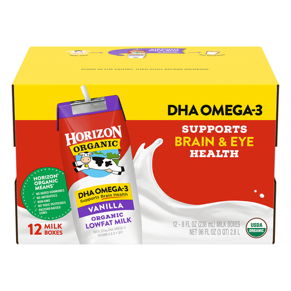 Horizon Organic Low Fat Dha Omega-3 Vanilla Milk - Un