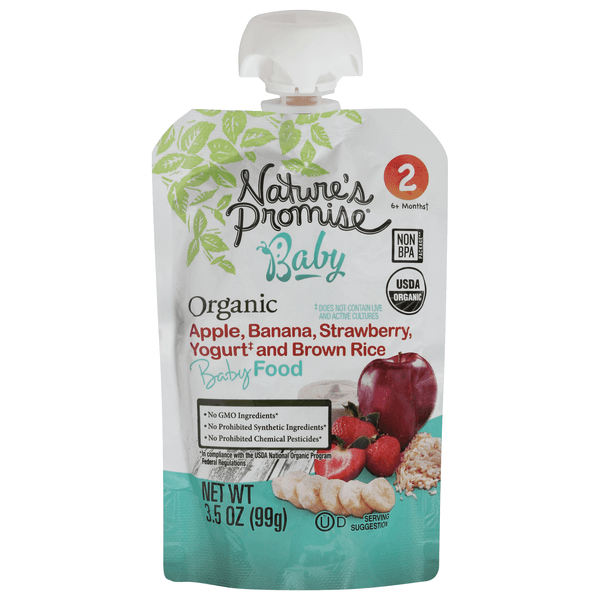 Nature'S Promise Baby Stage 2 Apple Banana Strawberry Yogurt & Brown Rice