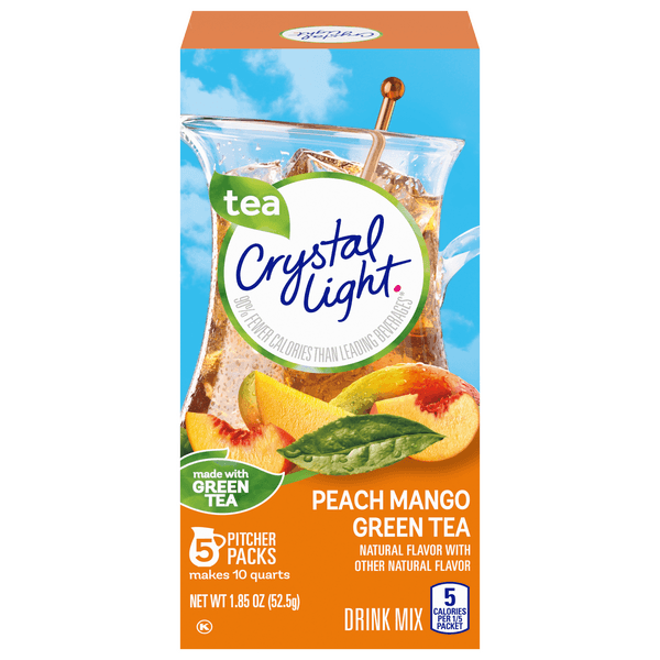 Crystal Light Peach Mango Green Tea Flavored Powdered Drink Mix Pitcher