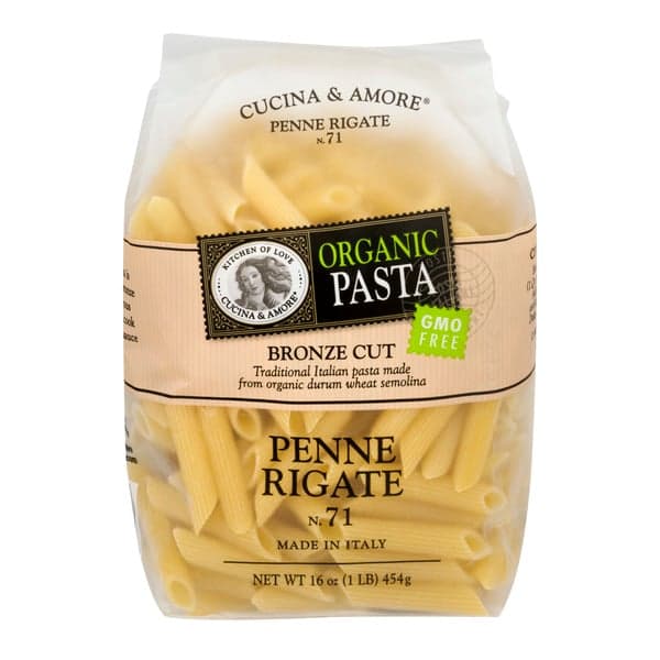 Cucina & Amore Organic Pasta Penne Rigate Bronze Cut Gmo Free