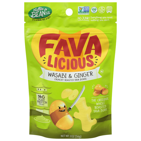 Nuttee Bean Co. Favalicious Crunchy Roasted Fava Beans Wasabi & Ginger