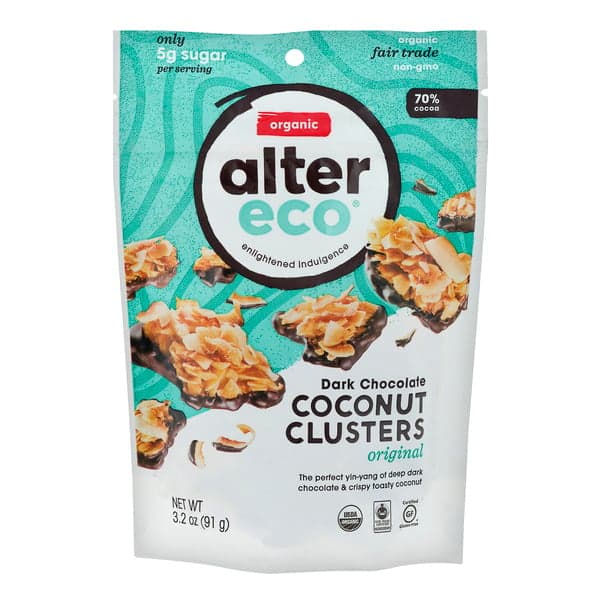 Alter Eco Organic Dark Chocolate Coconut Clusters Original