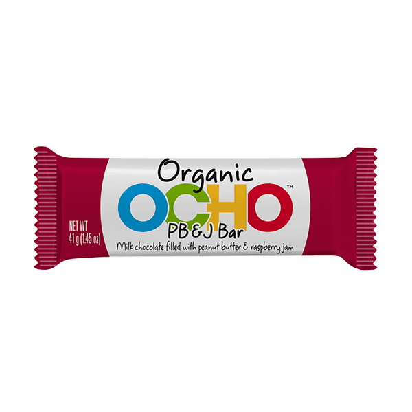 Ocho Pb&J Bar Milk Chocolate Filled W/Peanut Butter/Raspberry Jam Organic