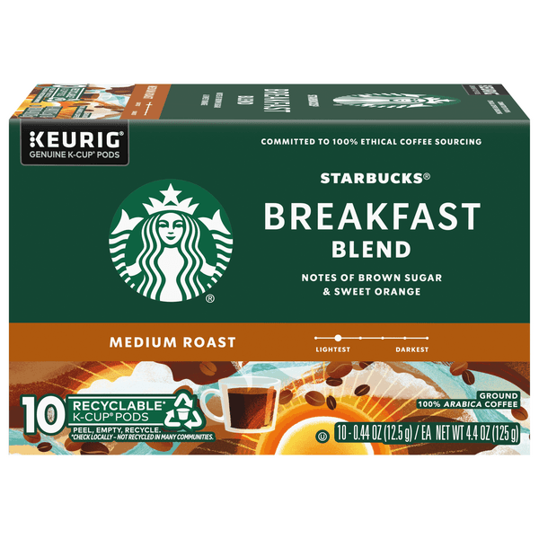Starbucks Breakfast Blend 100% Arabica Medium Roast K Cup Coffee Pods
