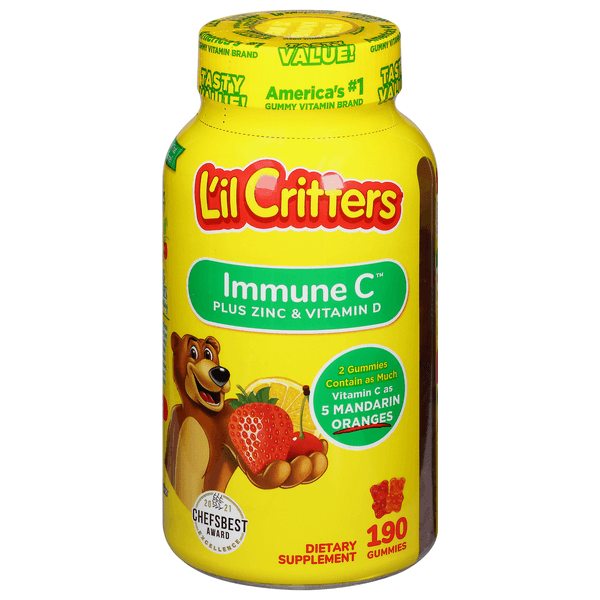 L'Il Critters Immune C Gummy Bears Supplement Plus Zinc & Echinacea