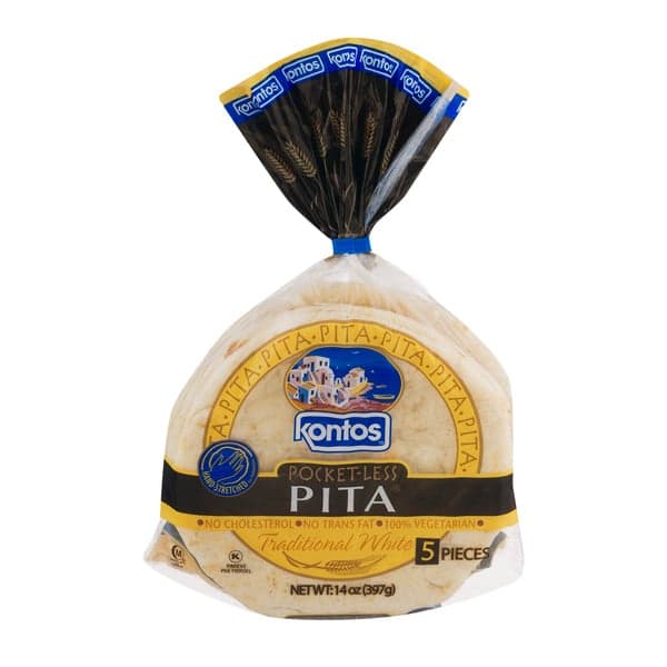 Kontos Traditional White Pocket-Less Pita Bread