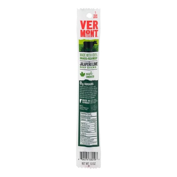 Vermont Smoke & Cure Grass-Fed Beef Sticks Jalapeno Lime