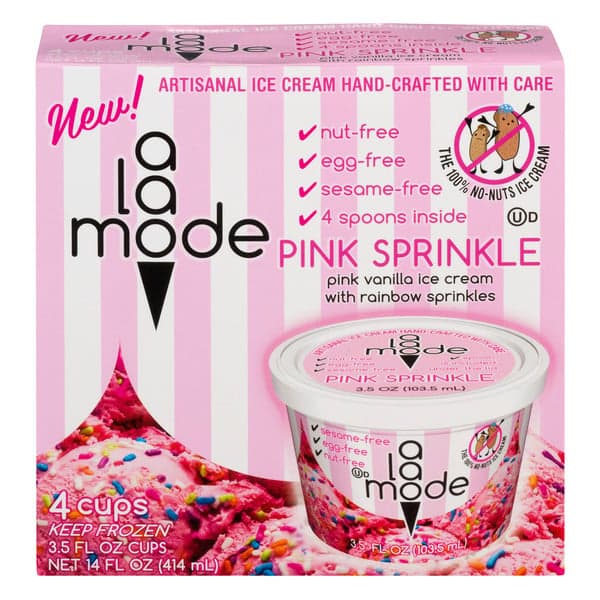 A La Mode Ice Cream Cups Pink Sprinkle Vanilla