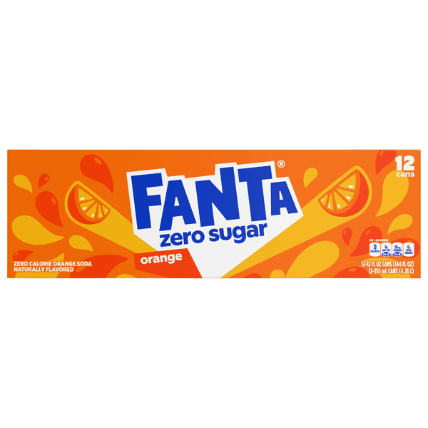 Fanta Zero Soda Pop Orange Flavored In Can