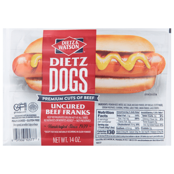 Dietz & Watson Dietz Dogs, Beef, Uncured