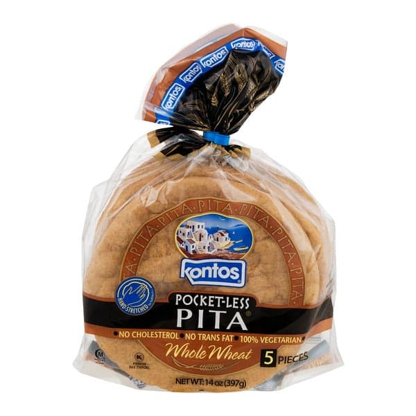 Kontos Whole Wheat Pocket-Less Pita Bread