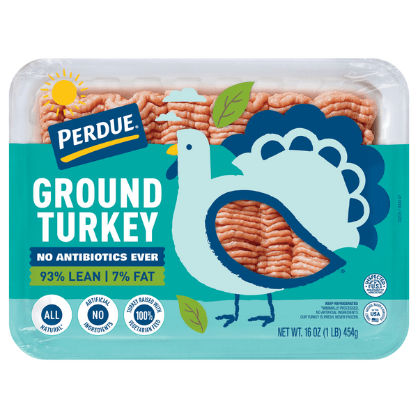 Perdue No Antibiotics Ever 93% Lean 7% Fat Dark Ground Turkey Traypack