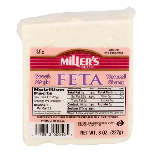 Miller'S Feta Cheese Greek Style Natural