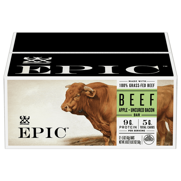 Epic Bar Beef Apple Uncured Bacon Gluten Free Grass-Fed