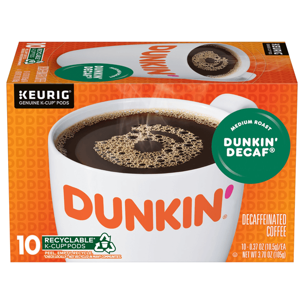Dunkin Donuts Coffee K-Cup Pods Medium Roast Decaffeinated Dunkin Decaf