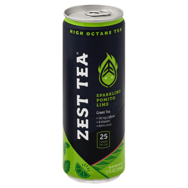 Zest Tea High Octane Sparkling Pomito Lime Green Iced Tea