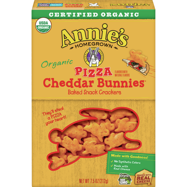 Annie'S Homegrown Organic Baked Snack Crackers Cheddar Bunnies Pizza